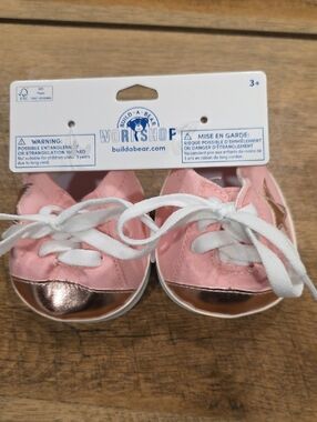 Build-A-Bear Pink Sneakers with Metallic Rose Toe